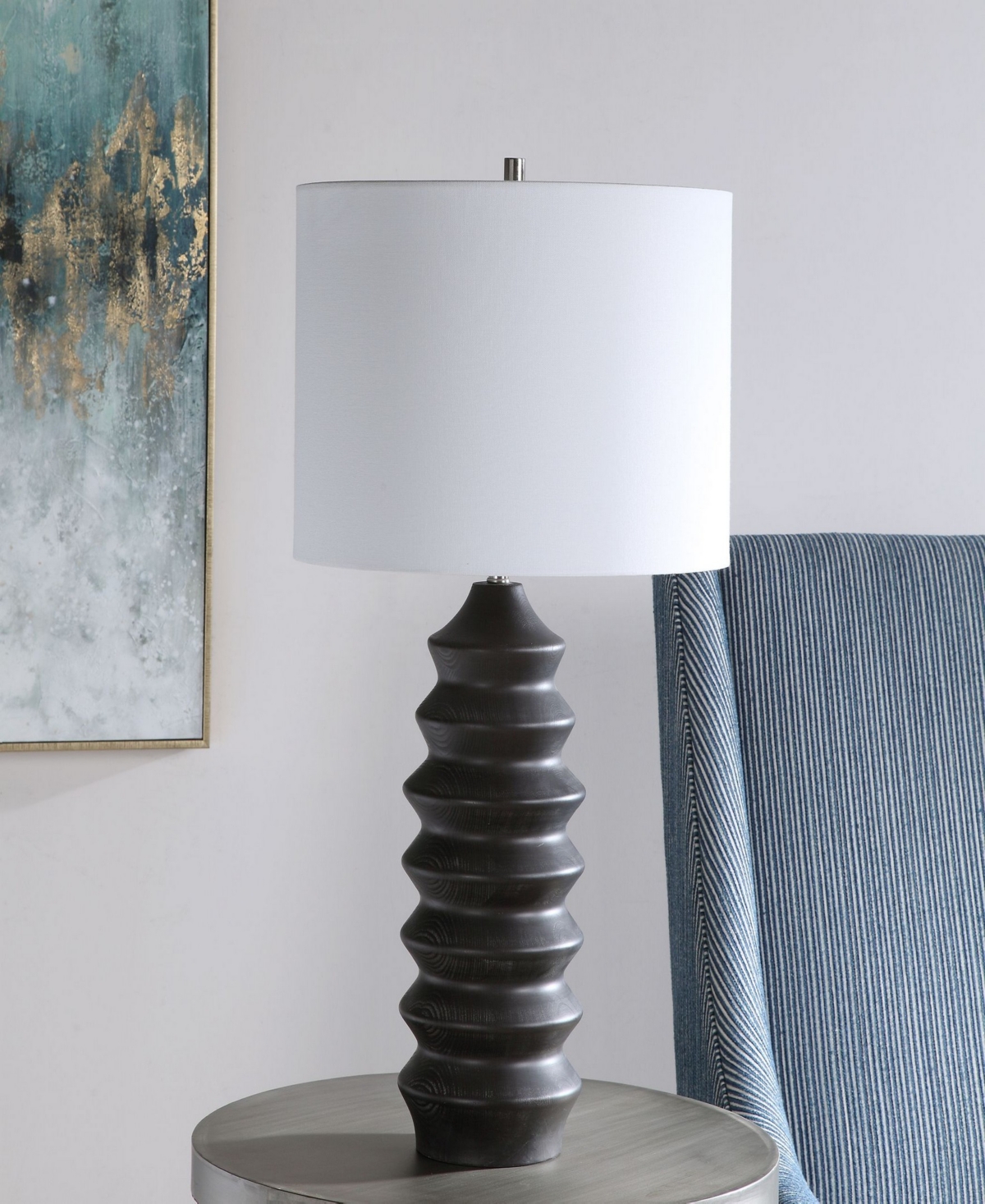 Uttermost 30" Wood Mendocino Modern Table Lamp In Black