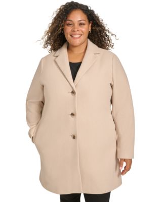 Plus Size Notched Collar Single Breasted Coat
