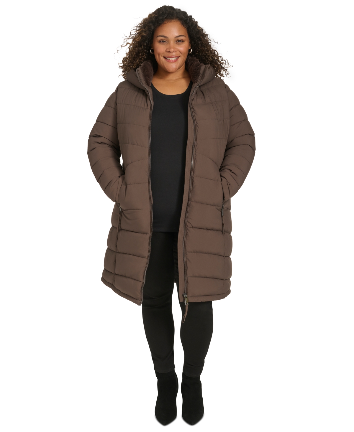Calvin Klein Plus Size Hooded Zip-Front Puffer Coat
