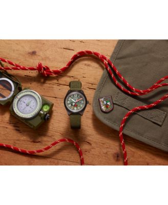 Eco-Drive Men's Disney Alpine Mickey Mouse Explorer Green Khaki Strap Watch 42mm Boxed Set