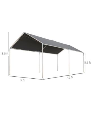 10'x20' Carport Heavy Duty Galvanized Car Canopy with Included Anchor Kit, 3 Reinforced Steel Cables, Grey