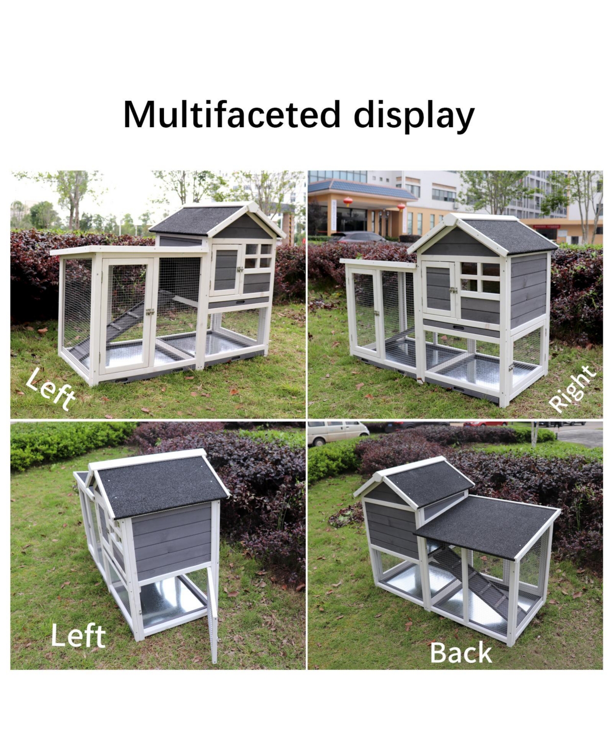 Streamdale Furniture Rabbit Hutch Outdoor Rabbit Cage Indoor on Wheels Bunny cage with Deep No Leak Pull Out Tray, Upgrade Version (Gray) - Antique wh