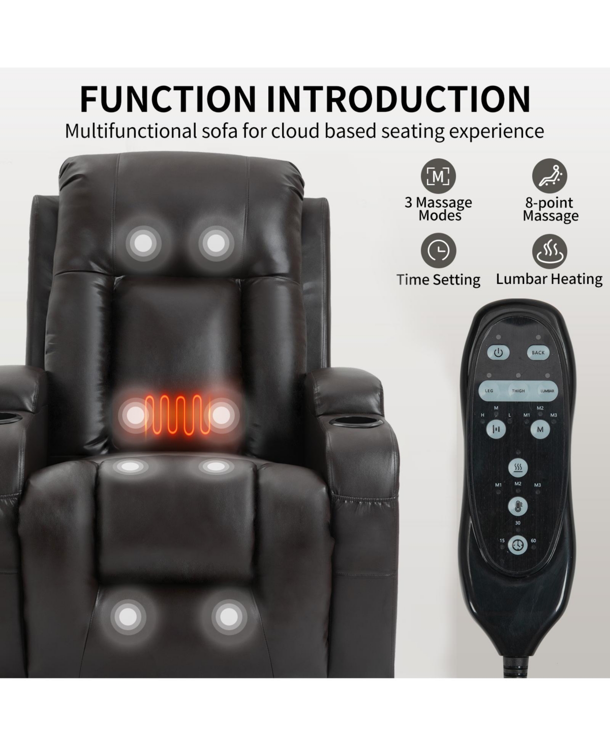 Streamdale Furniture Infinite Position Up to 350 Lbs Power Lift Recliner Chair for Elderly, Heavy Duty Motion Mechanism with 8-Point Vibration Massage
