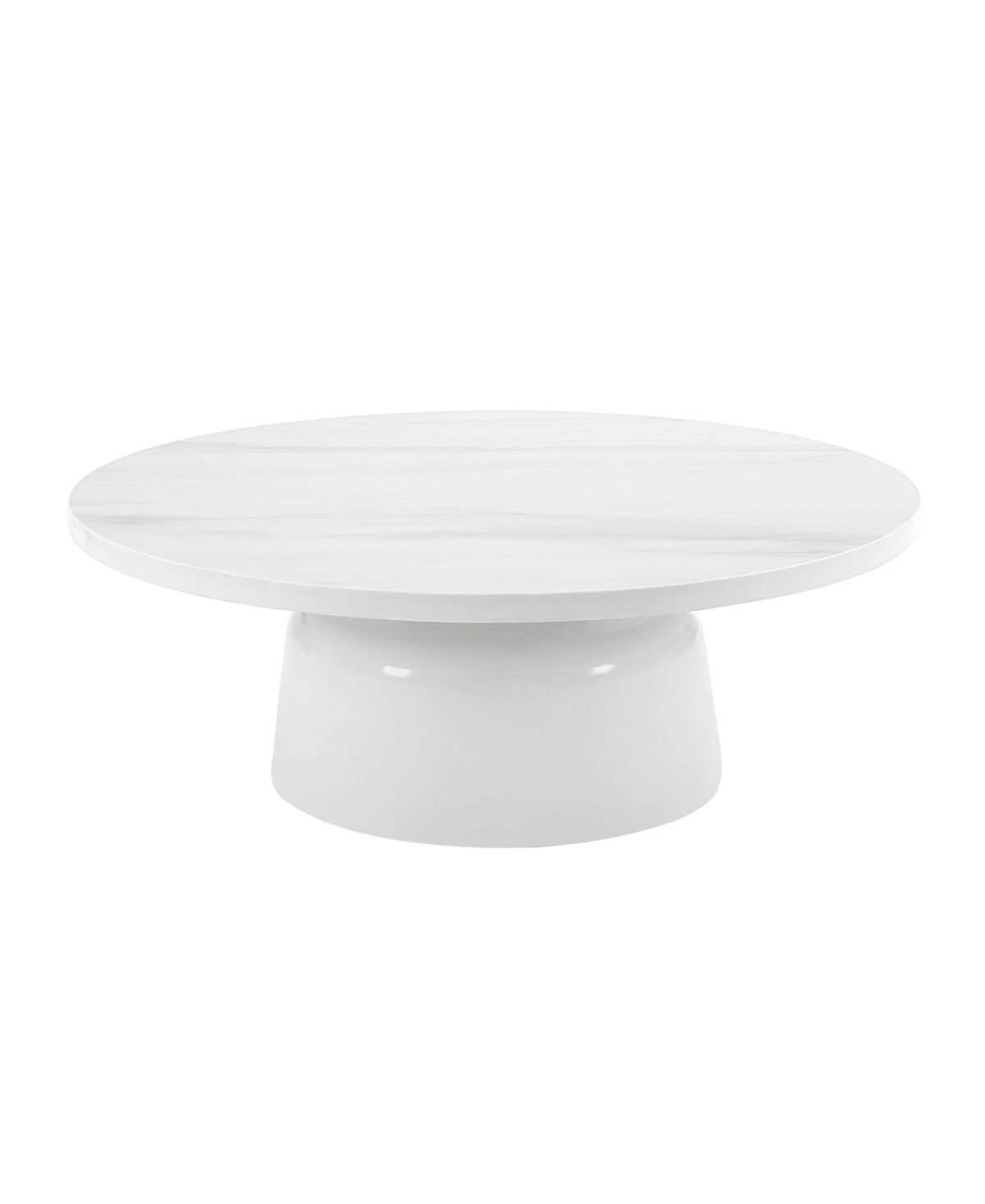 Streamdale Furniture Zaid Coffee Table, Engineering Marble &High Gloss Finish - White