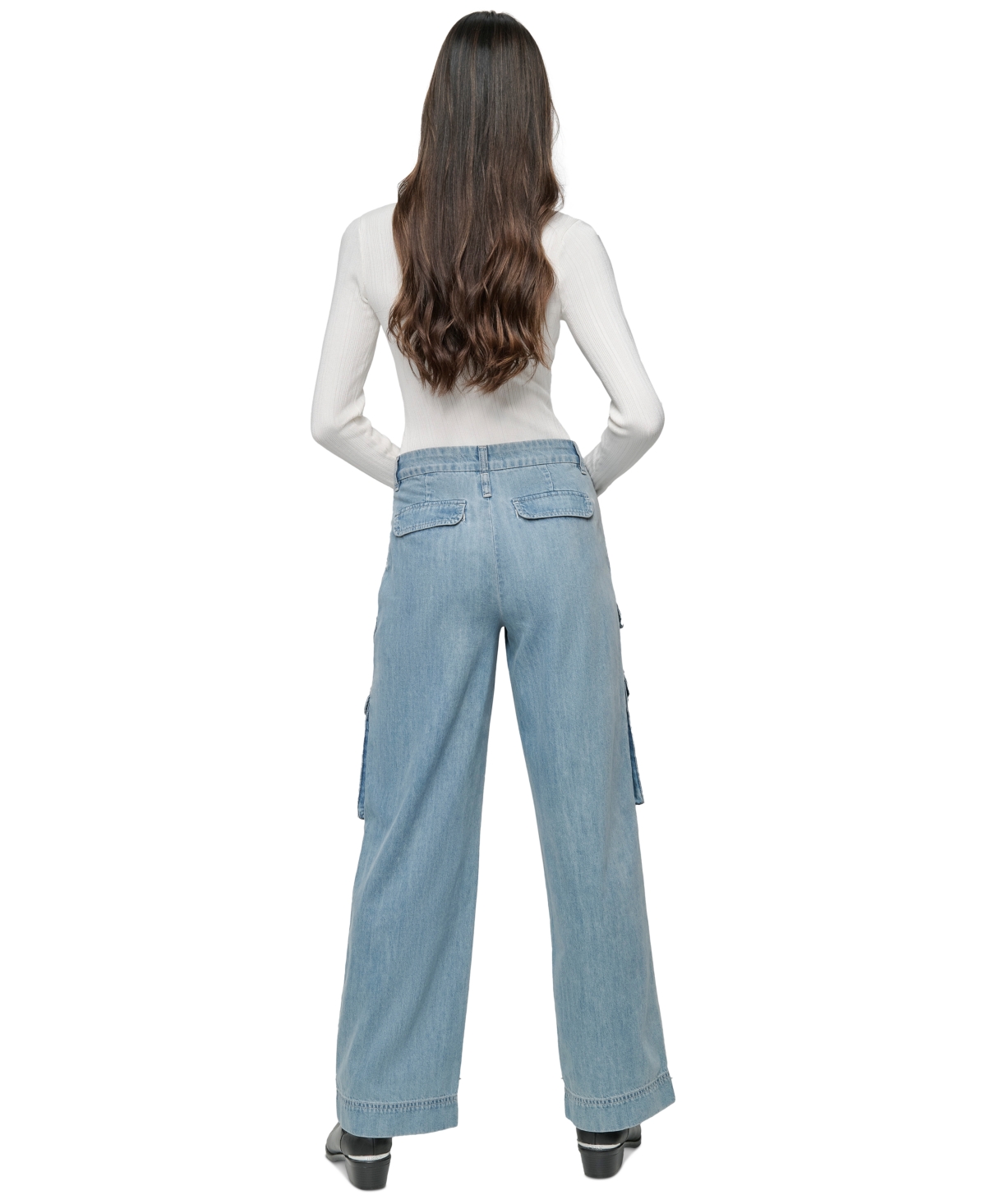 DKNY JEANS WOMEN'S WIDE-LEG UTILITY POCKET CARGO JEANS 