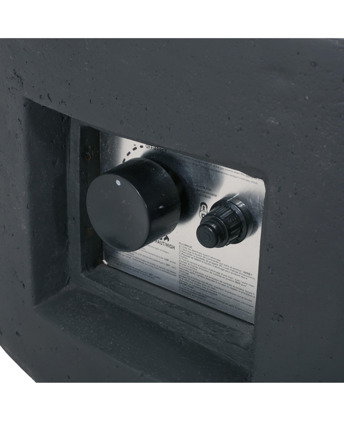 Lightweight Concrete Outdoor Circular Fire Pit, Dark Gray 50,000 Btu (Tank Cover Not Included)