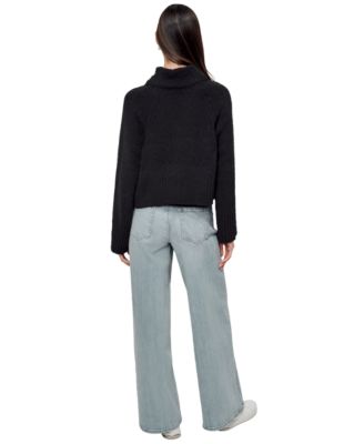 Women's Cropped Mock Neck Chenille Sweater