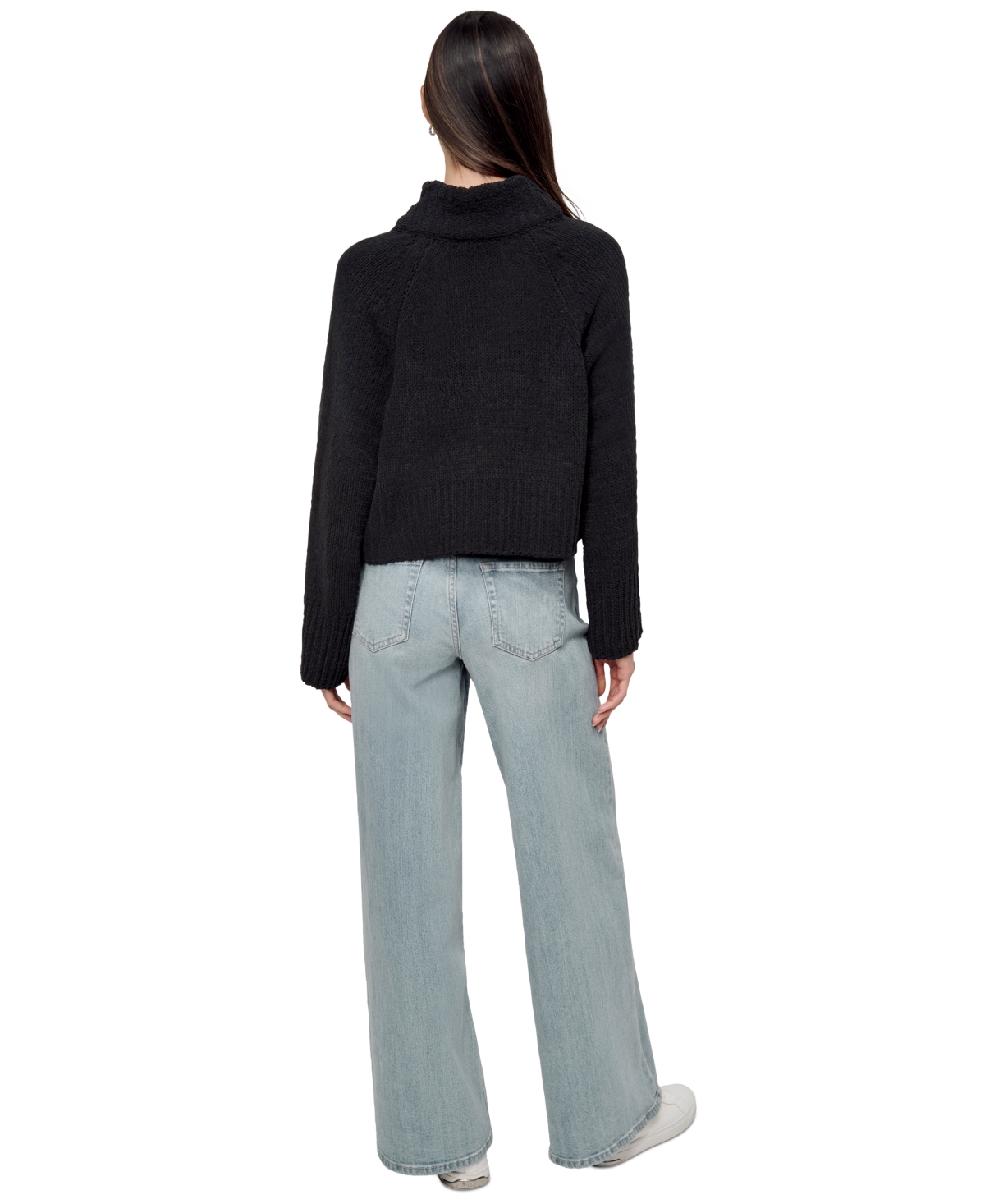 DKNY JEANS WOMEN'S CROPPED MOCK NECK CHENILLE SWEATER 