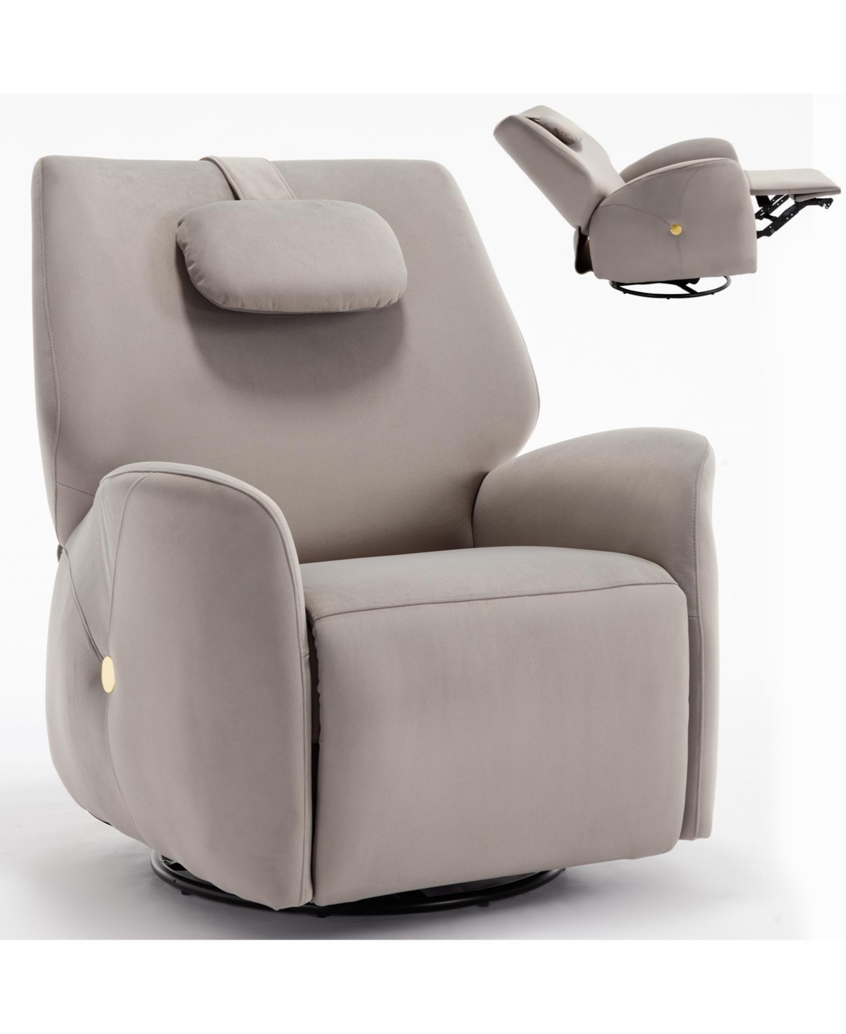 Streamdale FurnitureSwivel and Rocker Power Recliner Chair with Lumbar and Neck Support Pillow, Max Swivel Degree 270, Heavy Duty Motion Mechani