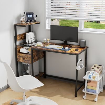 Brown Study Desk with Power & Storage