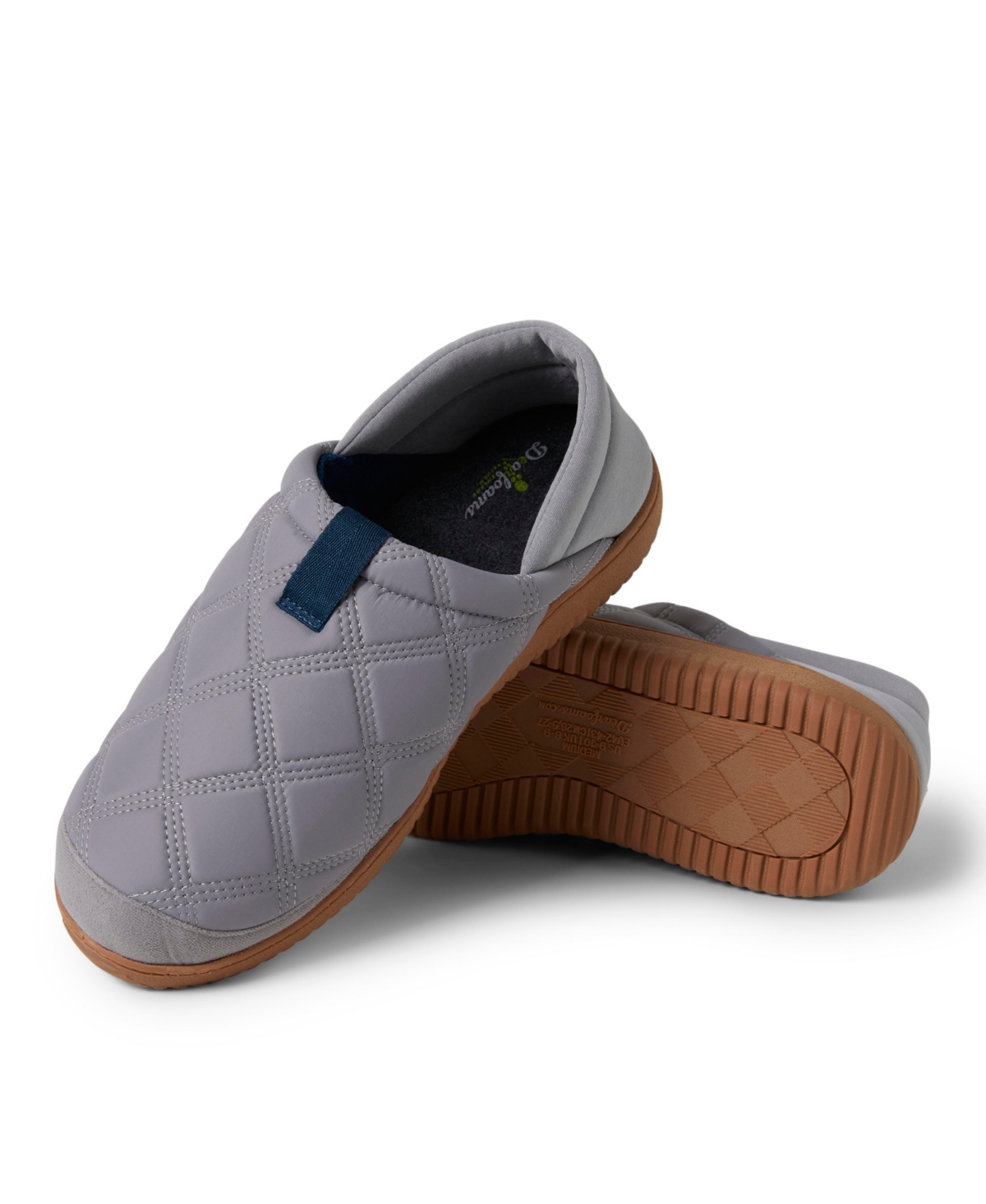 Dearfoams Men's River Closed Back Collapsible Heel House Shoe Slipper - grey