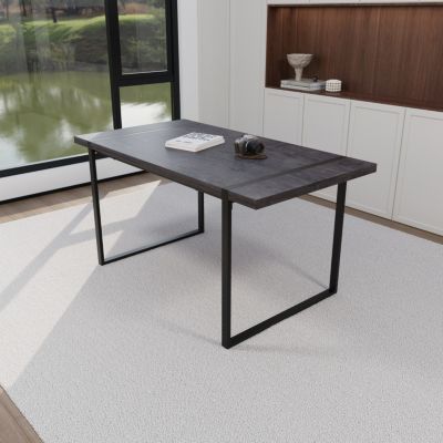 Streamdale 1 Pc MDF Dining Table, 59" Industrial Style with Metal Frame – Dining Room Furniture