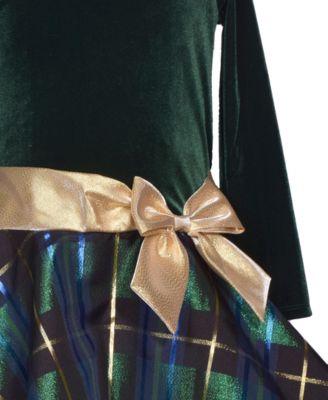 Bonnie Jean Little Girls Velvet Plaid Hipster Dress - Macy's