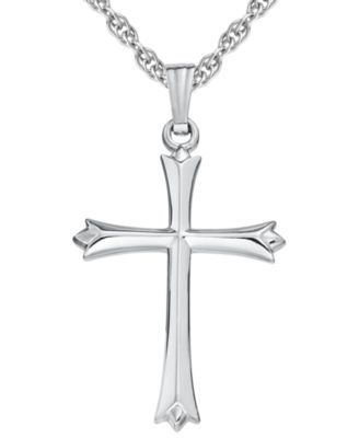 Macy's - Pointed Tip Polished Cross 18" Pendant Necklace in Sterling Silver