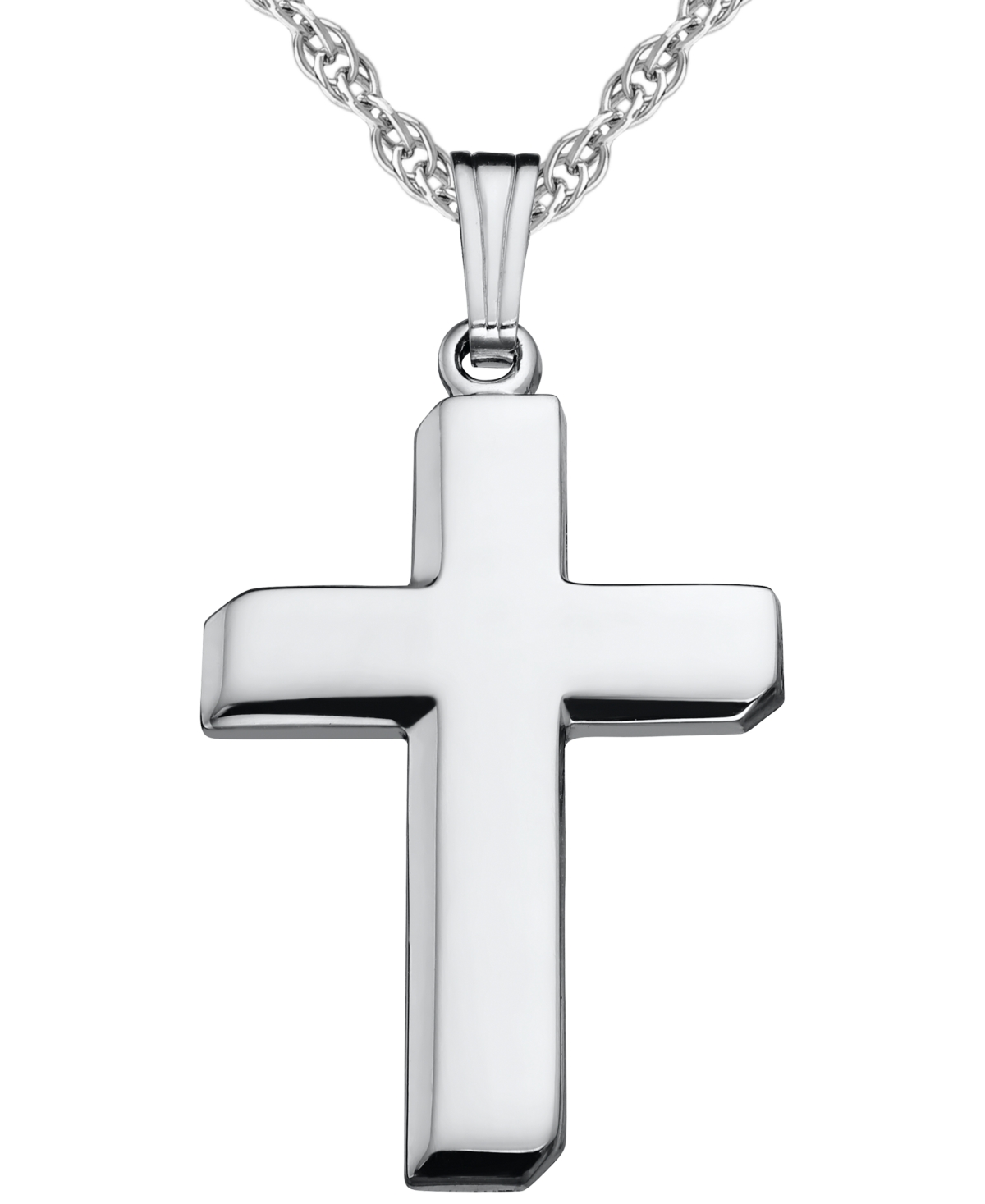 Macy's Cross Pendant 20" Necklace In Sterling Silver In Silver