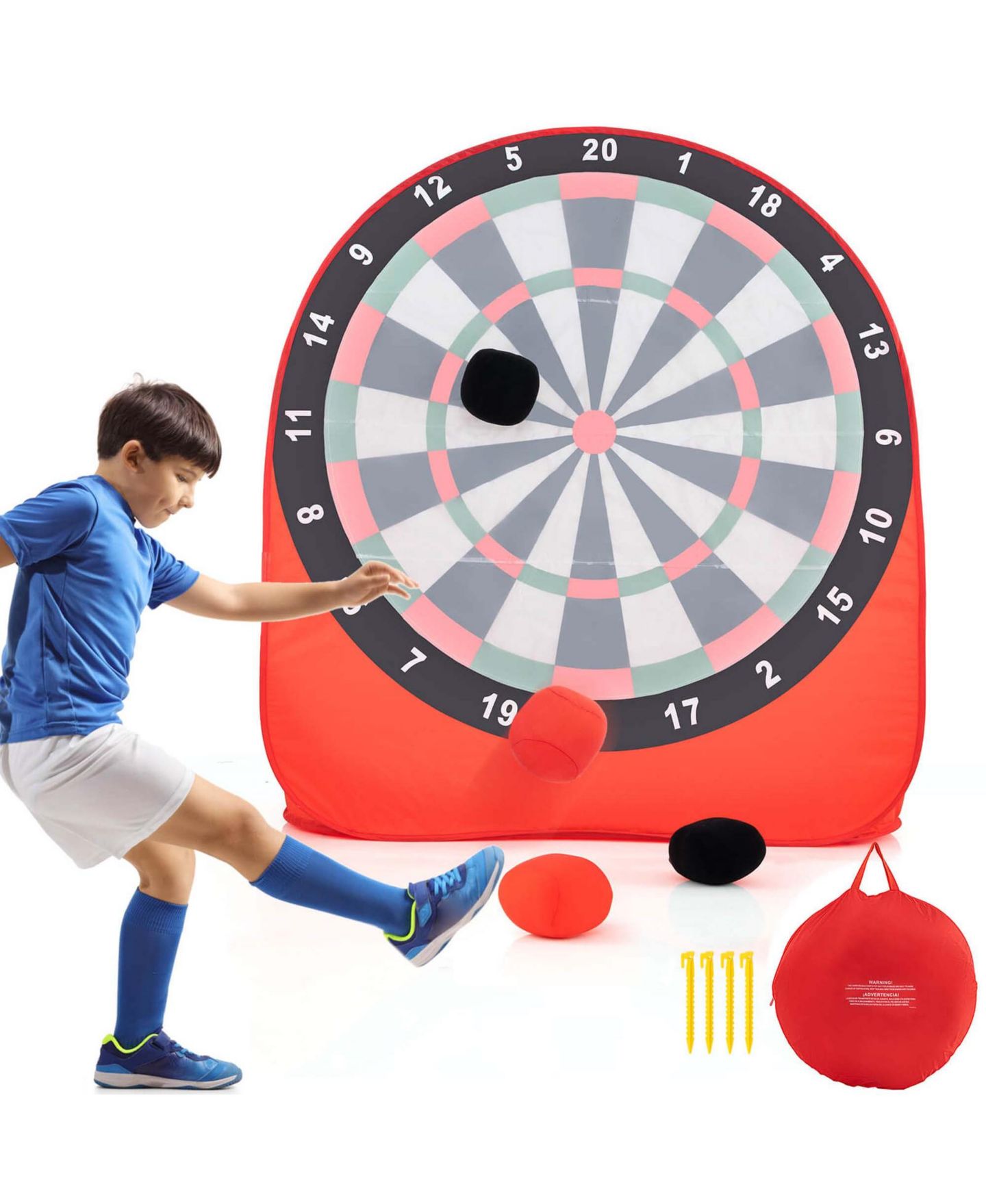 Детская игрушка Costway Giant Dart Board with 4 Kick Balls, Ages 6+, цвет: Красный — фото 1