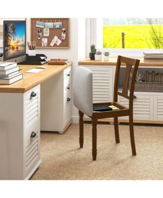 Set of 4 Upholstered Wooden Dining Chair w/ Seat Storage Space Brown