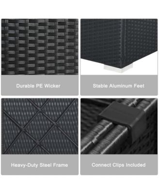 7PCS Patio Rattan Sofa Set Sectional Conversation Furniture Set Garden Outdoor Peacock