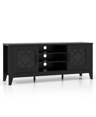 TV Stand for TVs up to 65" with 3-Position Adjustable Shelves Tempered Glass Doors