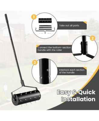 18" Manual Lawn Aerator Grass Aeration Tool Filled with Sand or Stone with Handle