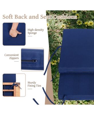 3 PCS Patio Dining Table Set with Bistro Chairs Large Coffee Table Seat Cushions