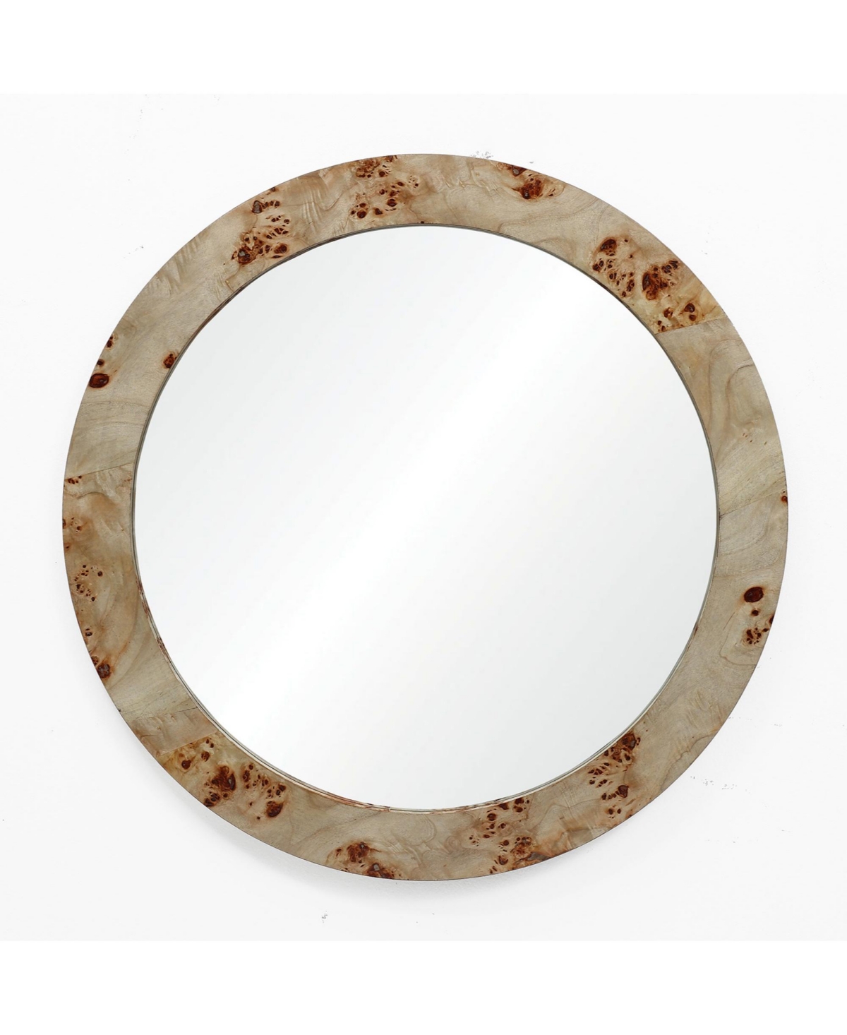 Luxenhome Burlywood Frame 31.5-inch Round Accent And Vanity Wall Mirror In Brown
