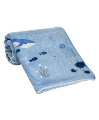 Bubbles & Squirt Blue Ocean/Aquatic Whale Soft Fleece Baby Blanket