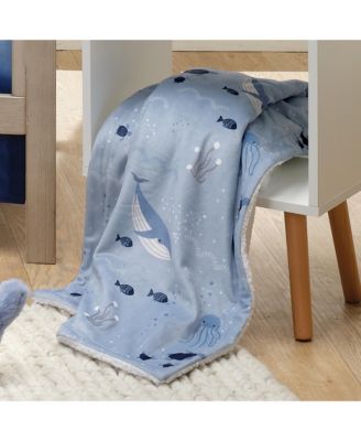 Bubbles & Squirt Blue Ocean/Aquatic Whale Soft Fleece Baby Blanket