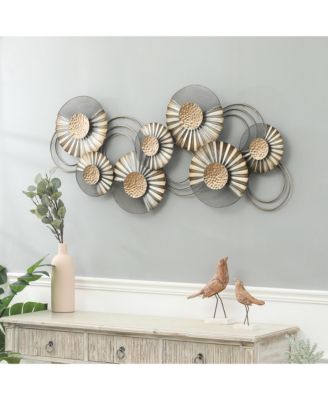 47" W Distressed Metal Modern Flower Wall Decor