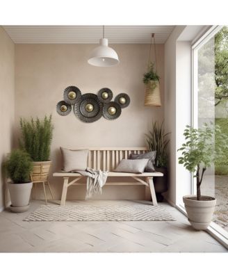 41.3-In Wide Brown and Gold Metal Abstract Flower Wall Decor