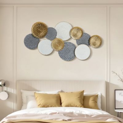 48-In Wide Connected Circles Metal Wall Decor Sculpture