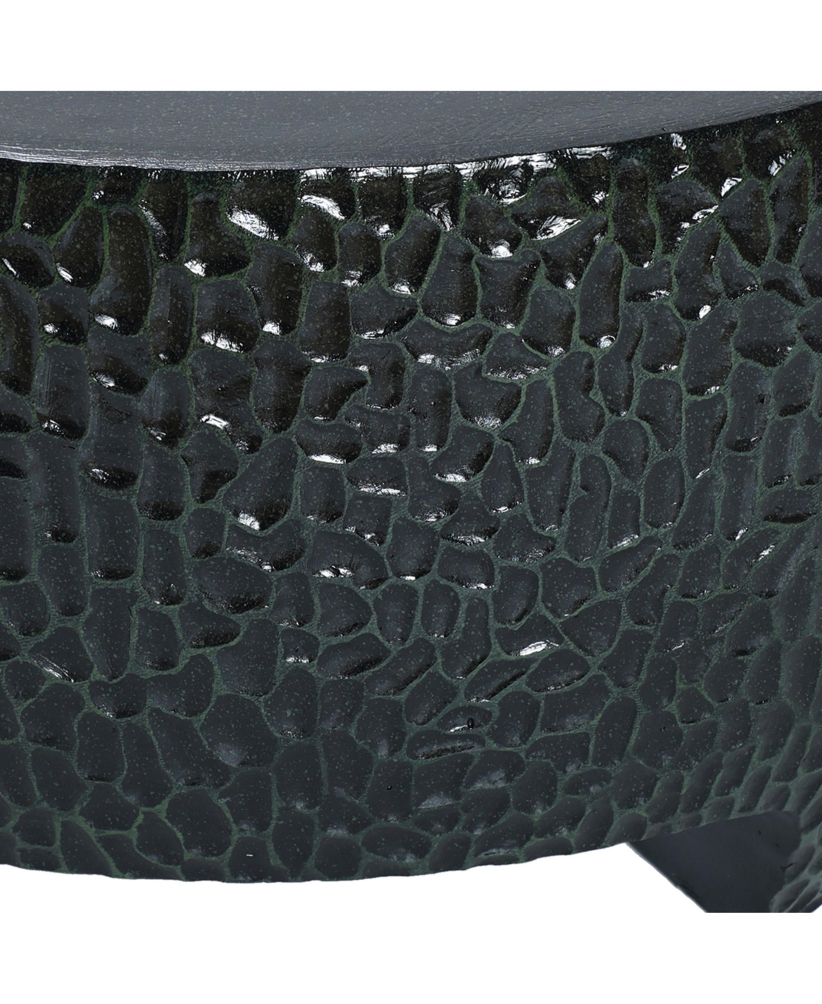 LuxenHome ModCement Round Outdoor Coffee Table - Black