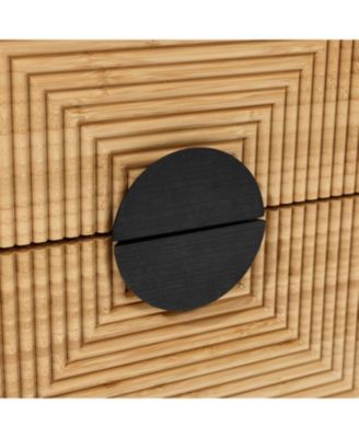 2-Drawer Manufactured Wood Mid-Century Modern Boho Side Table with Storage