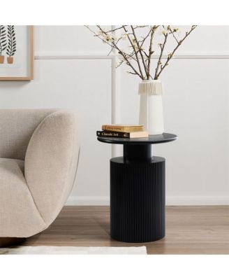 Black Finish Fir and MDF Wood Accent Round Table