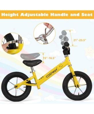 12 Inch Toddler Balance Bike No Pedal Training Bicycle with Inflatable Rubber Tires