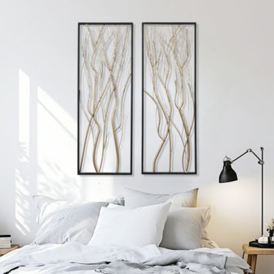 Gold Metal Branch Wall Decor, Set of 2