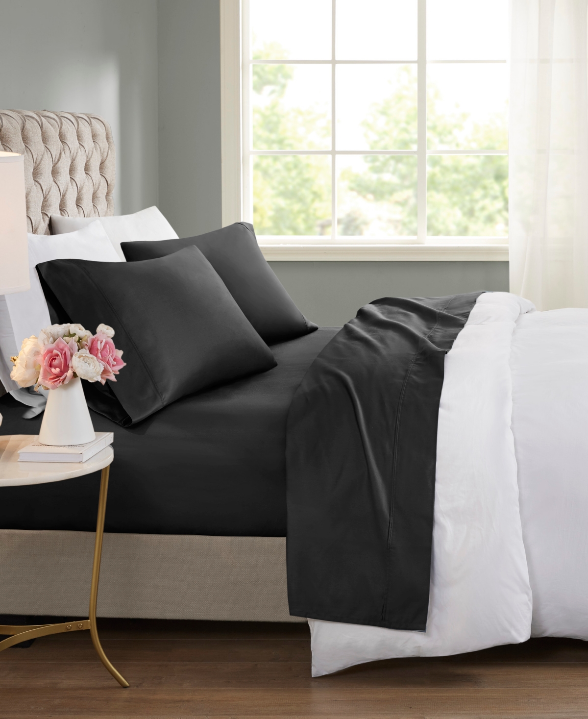 Beautyrest Cooling 600 Thread Count Cotton Blend 4-pc. Sheet Set, California King In Black