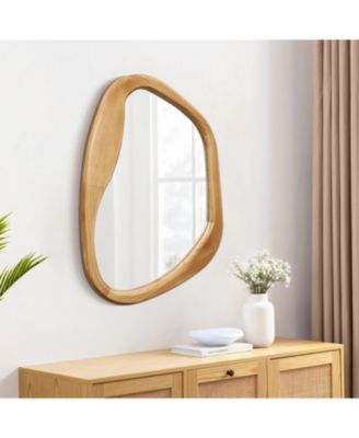 Freeform Pine Wood Frame Oblong Wall Mirror