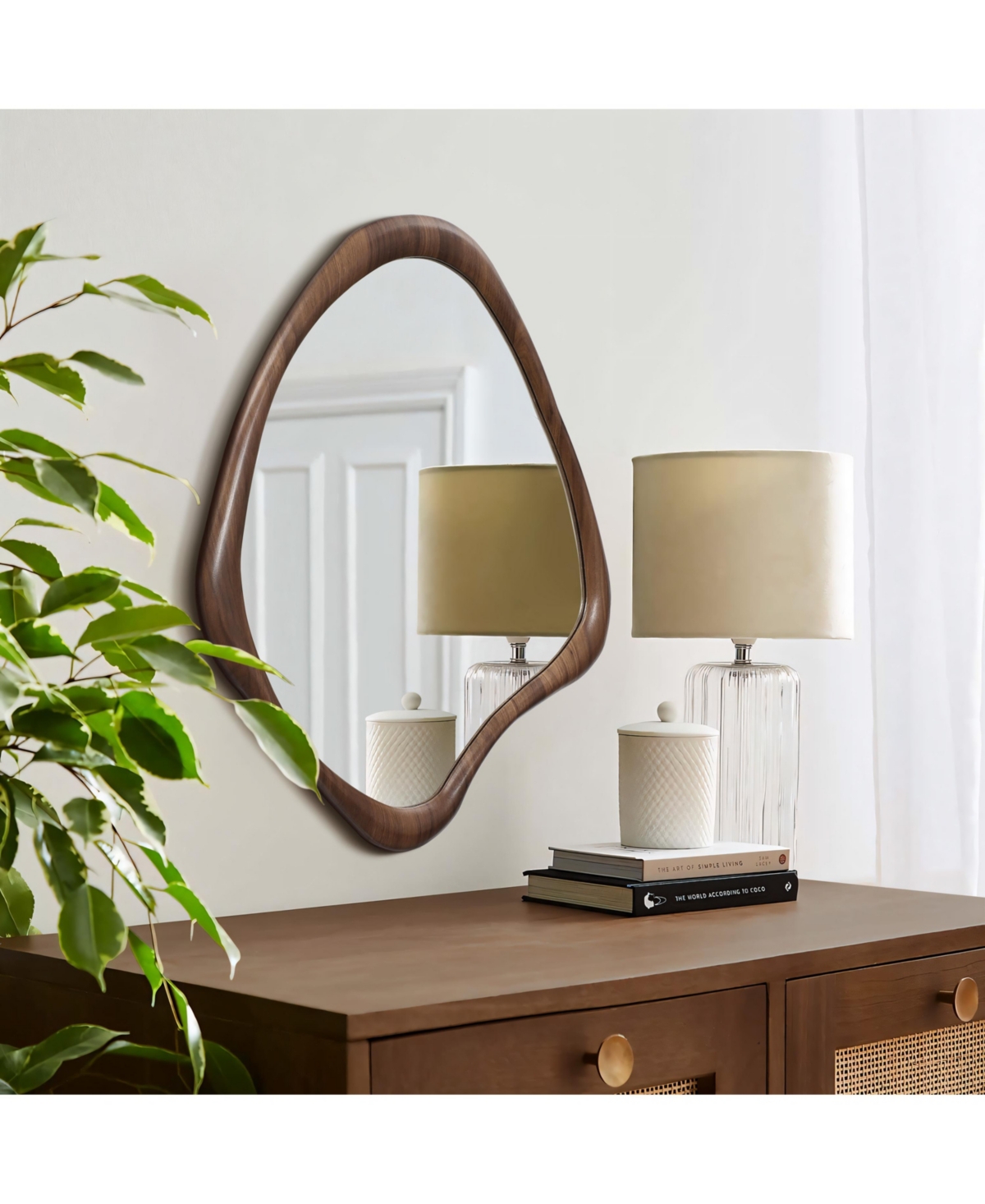 Luxenhome Brown Wood Frame Decorative Wall Mirror In Brown