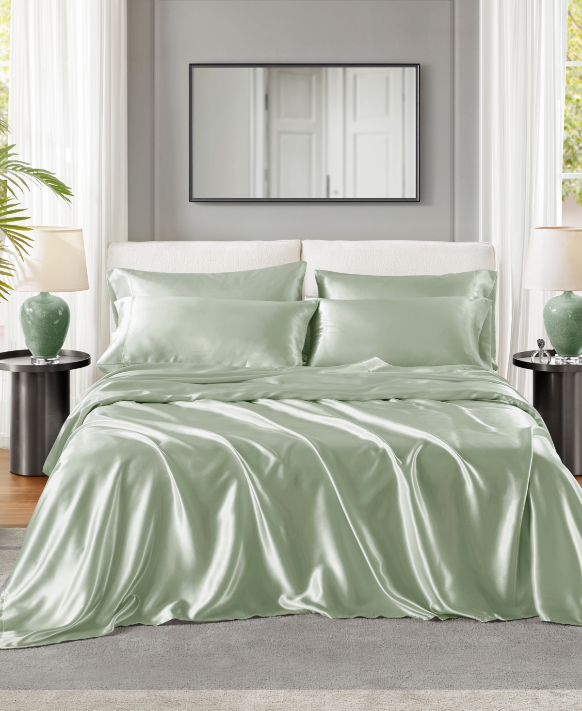 Madison Park Essentials Satin 6-pc. Sheet Set, Queen In Sage