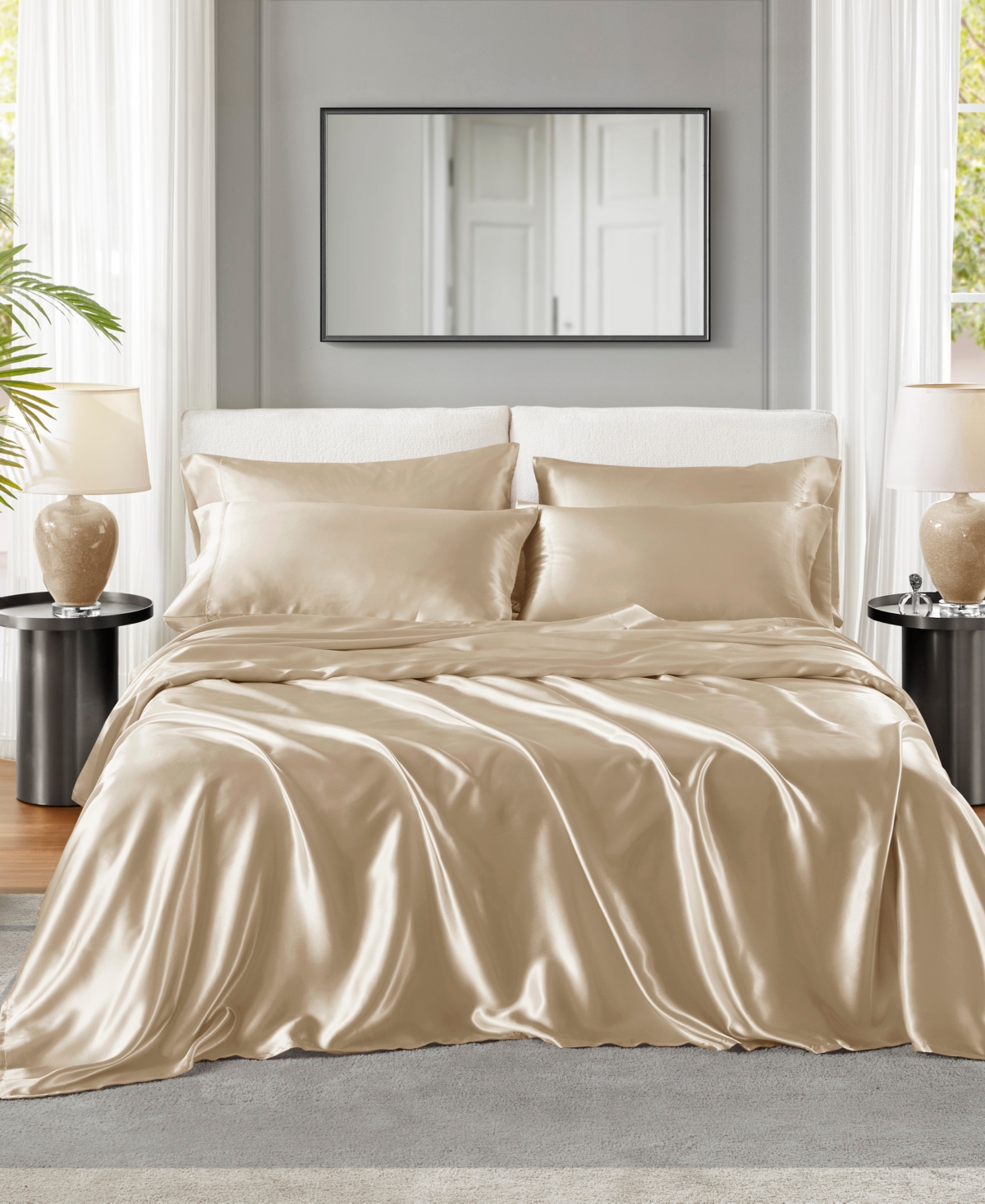 Madison Park Essentials Satin 6-pc. Sheet Set, Queen In Champagne