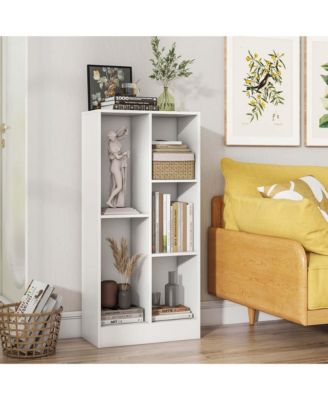 5-Cube Wooden Bookcase with Anti-Tip Kits and Storage Organizer for Kids' Room