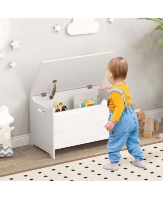 Kids Toy Box with Safety Hinge Wood Storage Chest Flip-Top Storage Organizer