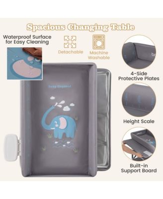 Portable Baby Changing Table with Wheels Adjustable Height Large Storage Rack