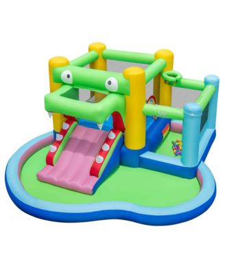 5-in-1 Inflatable Bounce House with Slide Splash Pool Ball Pit & Basket Hoop