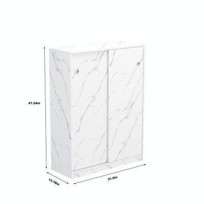 Marble Sliding Shoe Cabinet with 6 Layers (30+ Pair Capacity)