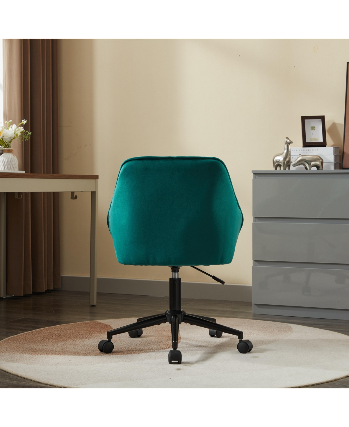Streamdale Furniture Elegent Velvet Office Chair with Wheels, Makeup Vanity Chair Height Adjustable for Teens Women Girls, Comfy Swivel Modern Leisure