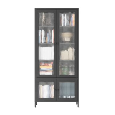 4-Door Metal Storage Display Cabinet with Glass Tempered Doors