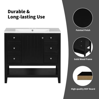 36" Bathroom Vanity Cabinet, Black