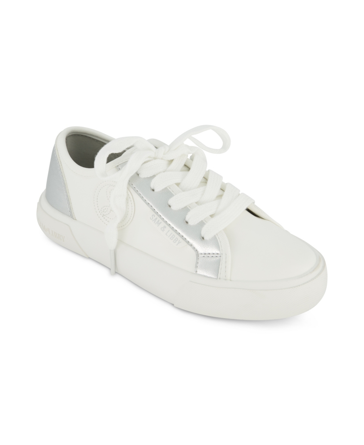 Sam & Libby Kids' Little And Big Girls Davie Dina Court Lace Up Sneaker In Silver